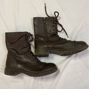 Brash Dark Brown Lace-Up Boots